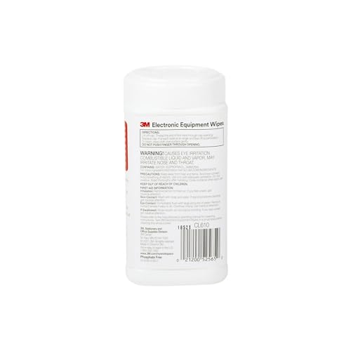 3M Antistatic Wipes, 80-Count Canister, Safe for Use on Most Electronic Devices (CL610)
