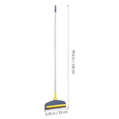 Mipcase Long Handle Floor Scrub Brush for Bathroom and Kitchen, Stiff Bristle Crevice Cleaning Brush with 126cm Extendable Handle, Blue-Yellow Hard Bristle Floor Scrubber for Tile