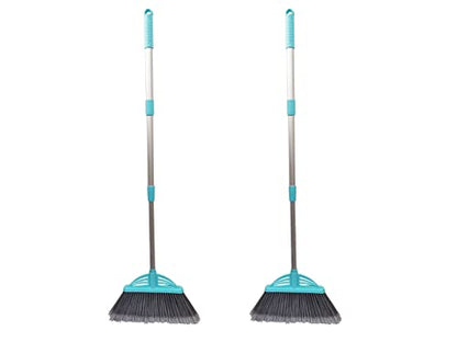 Three-Section Telescopic Aluminum Alloy Rod Long-Handled Broom for Housekeeping Garden Camping Outdoor&Indoor, 2 PCS Light Blue - color: 2 Pcs Light Blue