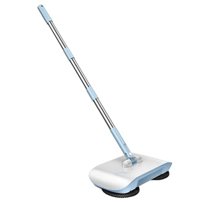 Hand Push Sweeper Manual Vacuum Sweeper 2 in 1 Hand Push 180 Degree Rotating Sweeping Mop Crumb Vacuum Cleaner Home Cleaning Tool for Sweeping Blue - color: Blue