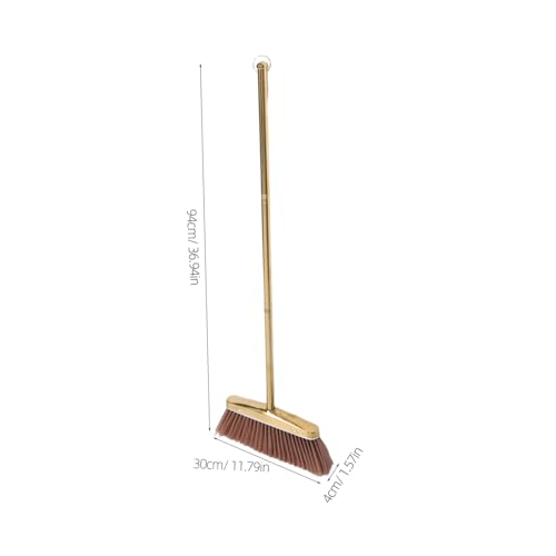MAGICLULU Golden Stainless Steel Dust Broom Weather Resistant and Moistureproof Material with Detachable Handle Sturdy Hardwood Floor Sweeper for Indoor and Yard Floor Cleaning for House