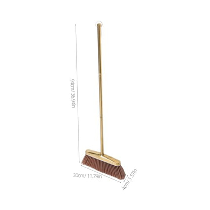 MAGICLULU Golden Stainless Steel Dust Broom Weather Resistant and Moistureproof Material with Detachable Handle Sturdy Hardwood Floor Sweeper for Indoor and Yard Floor Cleaning for House