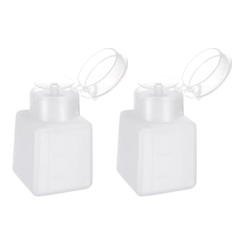 2pcs Solvent Alcohol Dispenser 150ml(5.1oz) Press Type ESD Safe Anti-Splash Liquid Dispenser Pump with Sealing plastic Lid for Alcohol, Nail Polish & Makeup Remover, White