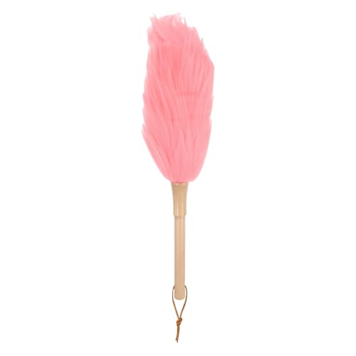 uxcell Wool Duster, 14.2" Natural Feather Cleaner Household Cleaning Duster with Solid Wooden Handle for Cleaning Fans Window Blinds Shelves Furniture, Pink - color: Pink, size: 14.2"