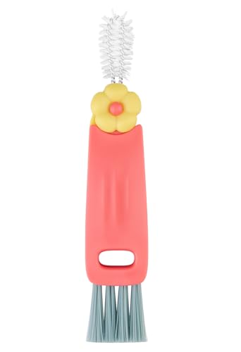 3 in 1 Bottle Gap Cleaning Brush, Multifunctional Cup Lid Gap Cleaner, Portable Crevice Cleaning Brush Set, Suitable for Household Use and Carry Outdoors, for Bottle Gap Tight Spaces Cup (Pink) - color: Pink
