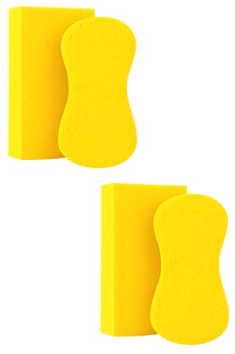 Multi-Purpose Sponges for Cleaning - Yellow 4 Pack, Large Sponges for Car Washing, Tile & Grout, All Purpose Cleaning - color: Gold, size: 4 Pack - XL