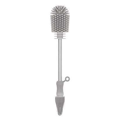 Haakaa Silicone Cleaning Brush Kit – Household Cleaning Brushes for Bottles and Crevices – Food-Grade Silicone: Dishwasher Safe (Brush-Grey) - color: Brush-grey