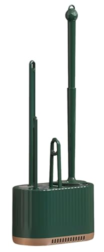 Basaza Toilet Brush and Holder Set Toilet Bowl Cleaning Brush and Holder for Bathroom Toilet Bowl Cleaner Brushes & Holders 4 in 1 Dark Green Bathroom Accessories Wall Mounted or Floor Standing - color: 4 in 1 Toilet Brush and Holder Set （dark Green ）
