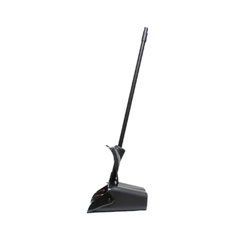 TrueCraftware- 13" Pivoting Upright Lobby Dust Pan with Windbreak Cover- Dustpan with Long Handle Compatible with Any Broom for Lobby Restaurant Office Home Dog Pooper Scooper