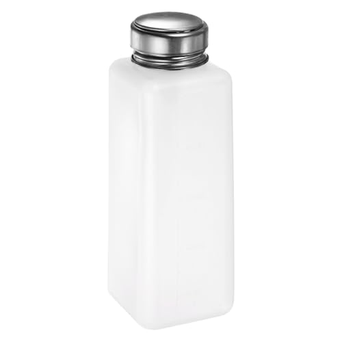 HARFINGTON Solvent Alcohol Dispensers 500ml(16.9oz) Push Down Liquid Dispenser Pump Bottle with Sealing Stainless Steel Lid for Acetone Cleanser Polish Remover, White - color: White, size: 16.9 Ounces