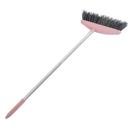 Alipis Heavy Duty Broom with Long Handle, Large Angle Pet Hair Sweeping Broom for Indoor Outdoor Floor Cleaning, Nordic Pink Handheld Courtyard Cleaning Tool