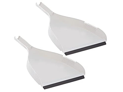 Superio Clip-On Dustpan - Heavy Duty Plastic, Easy Grip Clip-On Dust Pan with Rubber Edge, Detailed Sweeping Debris, Fits Standard Brooms Home & Commercial Dusting & Cleaning Tool, Grey, 2-Pack - color: White, size: 2-pack