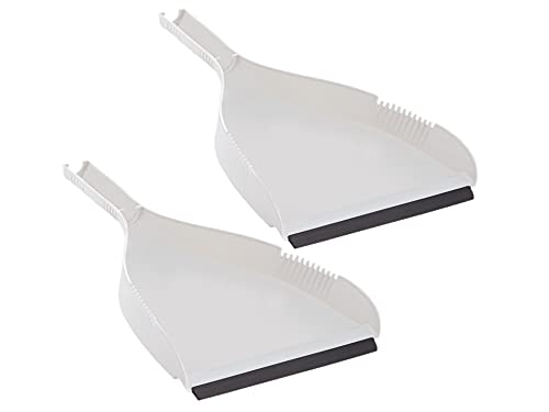 Superio Clip-On Dustpan - Heavy Duty Plastic, Easy Grip Clip-On Dust Pan with Rubber Edge, Detailed Sweeping Debris, Fits Standard Brooms Home & Commercial Dusting & Cleaning Tool, Grey, 2-Pack - color: White, size: 2-pack