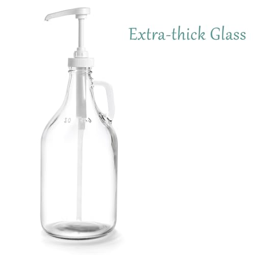 Glass Laundry Detergent Dispenser with Pump, 64OZ Liquid Laundry Soap Dispenser, Fabric Softener Dispenser Bottle for Laundry Room Organization and Storage, 2 Pack - color: 2p