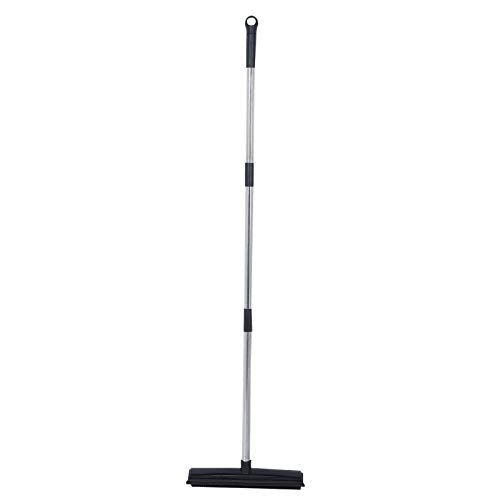 Pet Hair Removal Rubber Broom with Built in Squeegee, 3 in 1 Floor Brush for Carpet, Adjustable Handle Pet Hair Remover for Floor Dusting (Black), NOENNULLsyru865iog-13 - color: Black