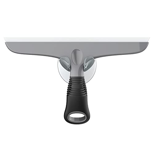 MR.SIGA Multi-Purpose Silicon Squeegee for Window, Glass, Shower Door, Car Windshield, Heavy Duty Window Scrubber, Includes Suction Hook, 10 inch, Gray & Black, 1 Pack - color: Gray & Black, size: 10 inch (Pack of 1)
