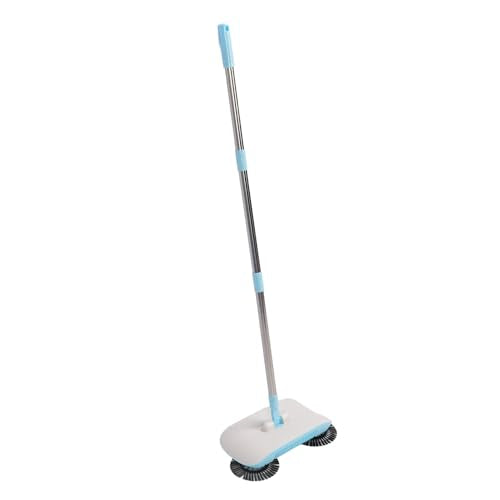2 in 1 Manual Carpet Sweeper Mop for Hard Floors Effortless Pickup 180 on Wood Tile Marble - color: Blue