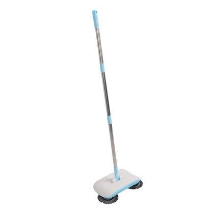 2 in 1 Manual Carpet Sweeper Mop for Hard Floors Effortless Pickup 180 on Wood Tile Marble - color: Blue