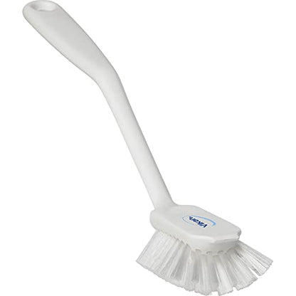 Remco 2 25/64 in W Dish Brush, Medium, 8 in L Handle, 3 1/8 in L Brush, White, Plastic 42375-1 Each - color: White