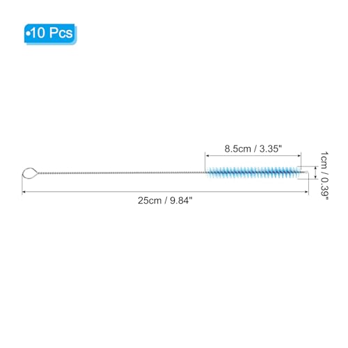 PATIKIL 10"x3/8" Long Straw Brush, 10 Pcs Drinking Straw Cleaning Brush Nylon Pipe Tube Cleaner Brush for Cleaning Straws Pot Spout, Blue - color: Blue, size: 10"x3/8"