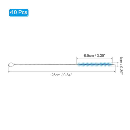 PATIKIL 10"x3/8" Long Straw Brush, 10 Pcs Drinking Straw Cleaning Brush Nylon Pipe Tube Cleaner Brush for Cleaning Straws Pot Spout, Blue - color: Blue, size: 10"x3/8"