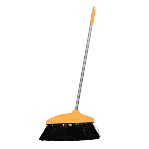 FRCOLOR Long Handle Soft Bristle Broom, Anti-Tangle and Labor-Saving, Stainless Steel and PP Plastic, for Home Kitchen Outdoor Pet Hair Floor Cleaning 33.07 x 11.81 x 1.18 in
