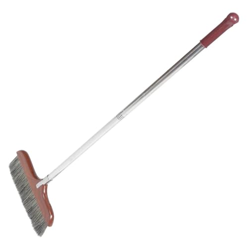Extra Long Soft Bristle Broom - Stainless Steel Handle Floor Sweeper for Gentle Indoor Cleaning