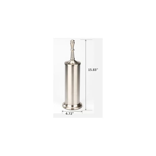 J&V TEXTILES Industrial Toilet Brush, Toilet Bowl Brush with Extra Long Handle Durable Bristles Toilet Scrubber and Covered Holder for Toilet Brush Set (Brished Satin Nickel) - color: Brished Satin Nickel
