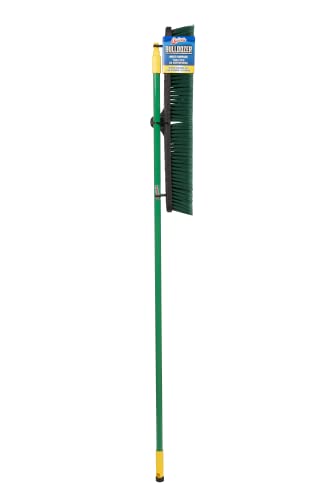 Quickie Bulldozer Multi-surface Push Broom 24 inch, Green, Indoor and Outdoor Cleaning, Steel Handle, Professional-Grade, Sweep Jobsites/Sidewalks/Warehouse/Concrete/Asphalt/Wood (538) - size: 24 Inch, style: Multi Surface