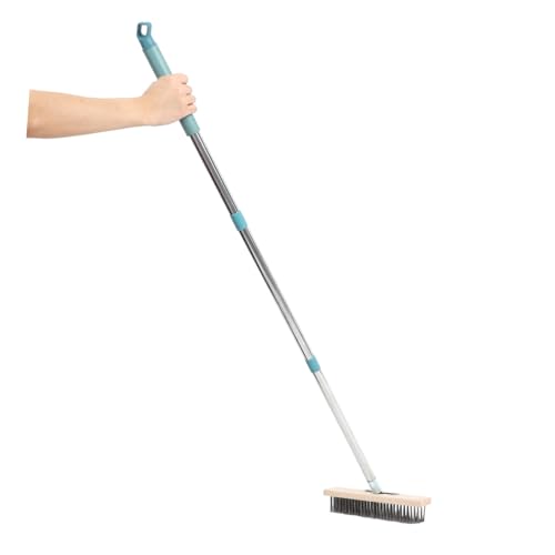 Zerodeko Hard Scrub Brush with Stainless Steel Handle Heavy Duty Patio and Concrete Cleaning Tool Stiff Bristles for Efficient Grime Removal