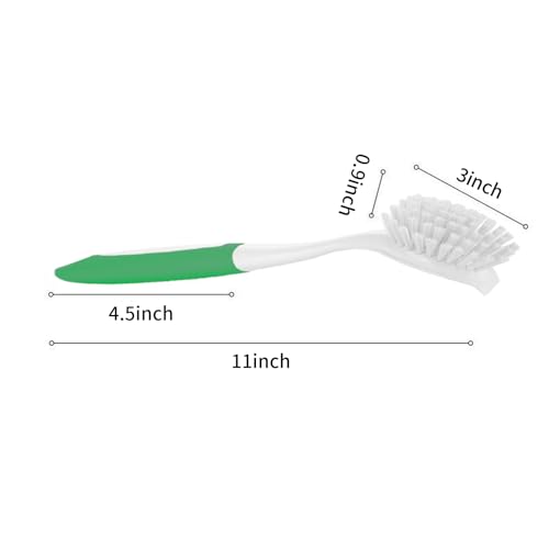 Kitchen Scrub Brush with Handle,2 Pack Kitchen Brush for Cleaning,Dish Scrubber with Stiff Bristles for Sink,Pots,Pans (2, Green) - color: Green