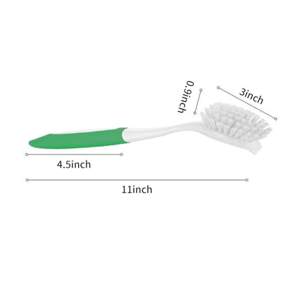 Kitchen Scrub Brush with Handle,2 Pack Kitchen Brush for Cleaning,Dish Scrubber with Stiff Bristles for Sink,Pots,Pans (2, Green) - color: Green