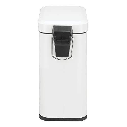 mDesign 5 Liter Rectangular Small Steel Step Trash Can Wastebasket, Garbage Container Bin for Bathroom, Powder Room, Bedroom, Kitchen, Craft Room, Office - Removable Liner Bucket, Matte White - color: White, size: 1.3 Gallon