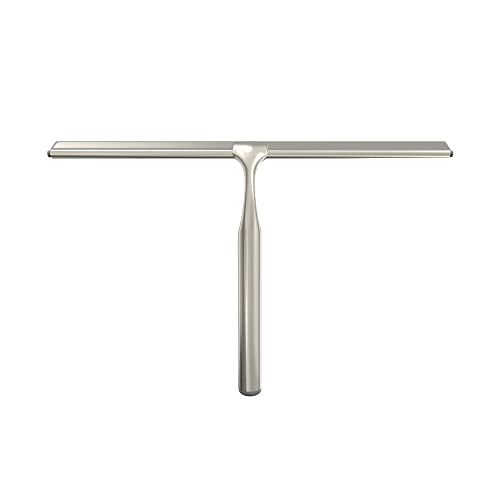 Better Living Deluxe XL Shower Squeegee, Multi-Purpose Silicone Squeegee Blade with Storage Hook, Rust-Proof Heavy Duty Window, Glass, Shower Scrubber, Windshield Wiper, 12", Brushed Nickel - color: Brushed Nickel, size: 12 Inch
