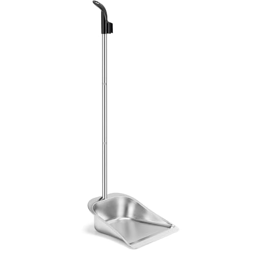Yangbaga Dust Pans with Long Handle - 35”Heavy Duty Metal Upright Stand Up Dustpan - Long Handled Stand Up Dustpans - Best Dustpans for Home/Lobby/Shop/Garage/Yard - size: dustpan only
