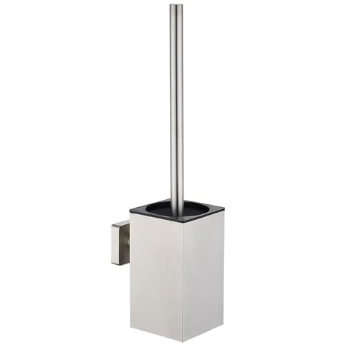 Toilet Bowl Brush and Holder Square,Stainless Steel Square Wall Mounted Toilet Bowl Brush with Lid,Cleaning Toilet Brush Set for Bathroom, Brushed Silver - size: Wall Mounted