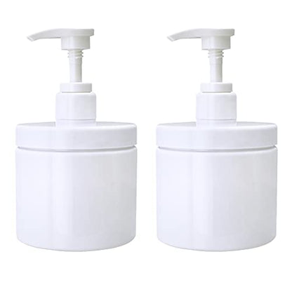 Cosywell Pump Bottle Dispenser Plastic Pump Bottles Refillable Bottles Wide Mouth Jar Style Empty Pump Bottles Bathroom Shower Containers for Lotion Shampoo Conditioner (White, 2X 500ml) - color: White, size: 2x 500ml