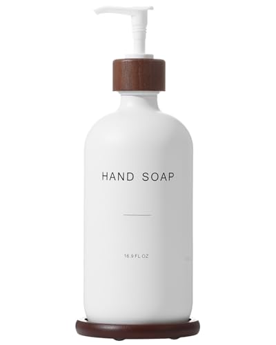 Glass Soap Dispenser, Refillable Hand Soap Dispenser with Tray, Suitable for Bathroom Soap Dispenser, Soap Dispenser for Kitchen Sink, Modern Home Decor. (White) - color: White H*1
