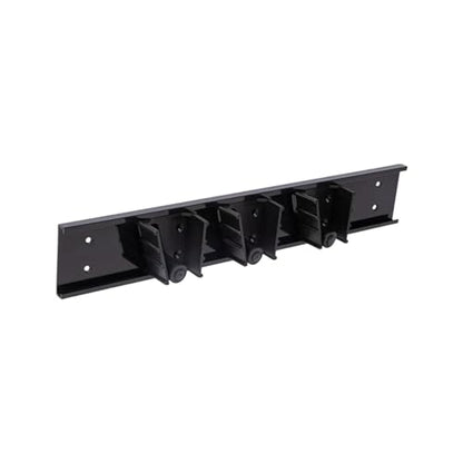 Restaurantware 17.7 Inch Snap-In Design Mop Holder, Black Plastic, 3 Customizable Slots, Screws Included