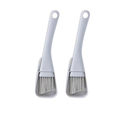 2PCs Window Track & Crevice Cleaning Brushes with Built-in Dustpan - Floor/Window Slot/Keyboard/Door Crevice Brush Set, Household Cleaning Tool Set(Gray+Gray) - color: Gray+gray