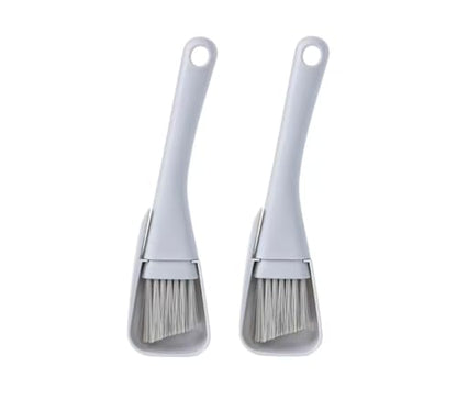2PCs Window Track & Crevice Cleaning Brushes with Built-in Dustpan - Floor/Window Slot/Keyboard/Door Crevice Brush Set, Household Cleaning Tool Set(Gray+Gray) - color: Gray+gray