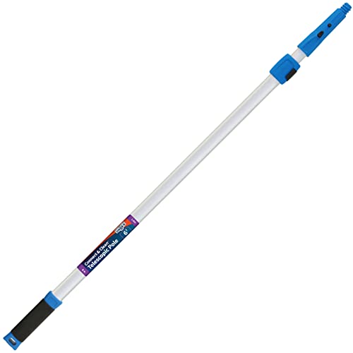 Unger Professional Connect & Clean 3’-6’ Aluminum Telescopic Extension Pole with Locking Cone & Quick-Flip Clamp – Compatible with Cleaning Tool Attachments, Window Cleaning & Dusting Tool - size: 3 - 6 Foot