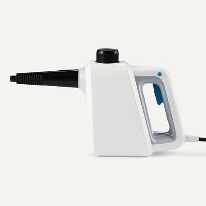 Amazon Basics Handheld Steam Cleaner for Home with 9 Accessories, Powerful 1000W Steam Shot, 8.5oz Tank, 12ft Cord, White - style: Handheld Cleaner
