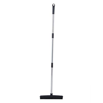 Carpet Rake for Pet Hair Removal, Rubber Broom Cleaning Brush, Telescopic Floor Broom, Pink, Adjustable Length - Multi - Functional, Non - Stick Hair Removal, Ideal for Home and (Black) - color: Black