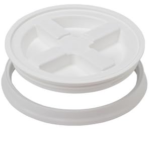 House Naturals Plastic Food Grade Made in USA Bucket with lid, Large 7 Gallon Container Comes with Screw On Lid (1, Yellow with White lid) - color: Yellow With White Lid