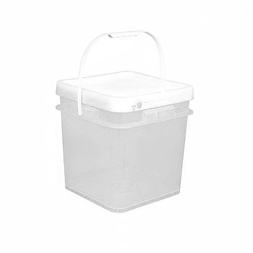 Qianly Square Bucket with Lid Versatile Use Square Bucket with Lid Fall Resistant Stackable Bin for Warehouse, Kitchen, Garage, Clear, 16L - color: Clear, size: 16L