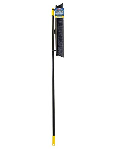 Quickie Cleaning Bulldozer 24-Inch Push Broom, 60-Inch Steel Handle, Smooth Surface Bristles, with Scraper for Stuck on Mess, Indoor/Outdoor Floors in Home/Garage/Basement/Driveway Use - size: 24 Inch, style: Smooth Surface