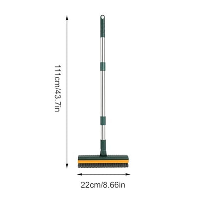 Floor Scrub Brush with Long Handle 43.7 Inch V Shape Rotating Head Floor Brush with Scraper, Stiff Bristle Non Slip Broom for Bathroom Kitchen Shower Grout Tile Outdoor Deck Patio