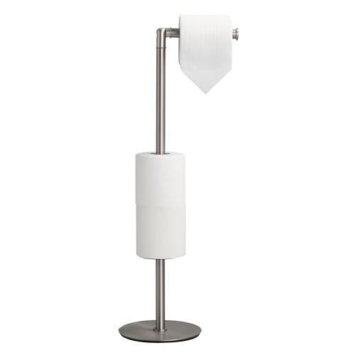 BGL Freestanding Toilet Paper Holder, Tissue Holder On Floor with Reserve Storage Paper Rolls, Roll Paper Holder Standing On Floor (Brushed Nickel) - color: Brushed Nickel, size: Modern 1 Pack