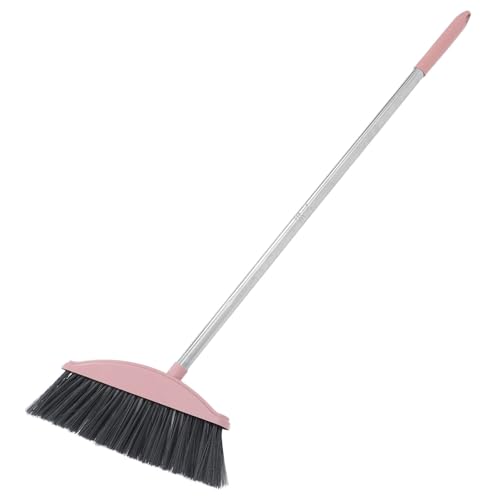 SOLUSTRE Heavy Duty Long Handle Broom with Large Angle Head, Sturdy Courtyard and Indoor Sweeping Broom for Pet Hair and Outdoor Cleaning